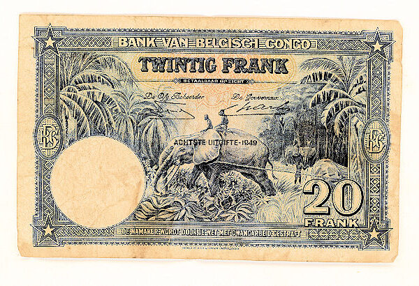 Belçika Kongosu BELGIAN CONGO 20 Francs 1949 VF
