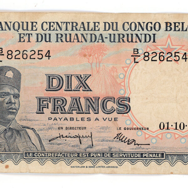 Belçika Kongosu BELGIAN CONGO 10 Francs 1958