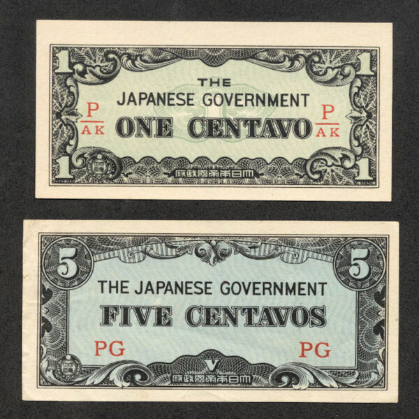 PILIPINAS Philippines Japan Government 1 + 5 Centavos UNC