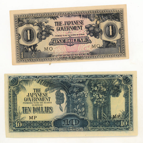 PILIPINAS Philippines Japan Government 1 + 10 Dollars UNC