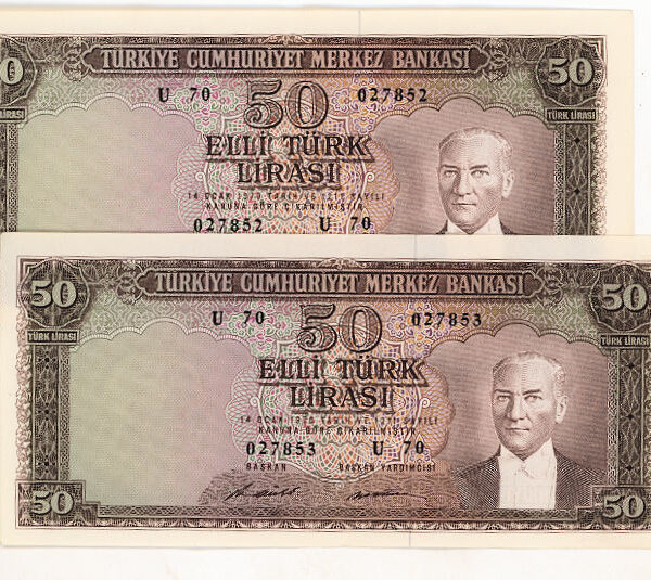 5. Emisyon 5 Lira 1965-68 - 7. Tertip seri takipli - çt